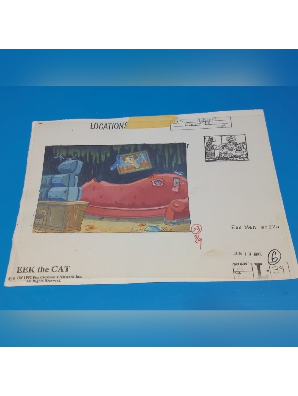 Eek the Cat Eex Men X-Men Parody Production Key Background Art - Original